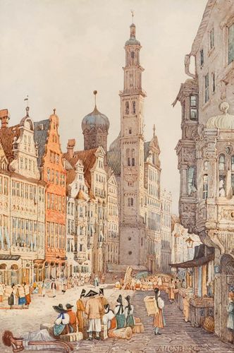 Circle Of Samuel Prout (1783 1852)  Early 19th Century Watercolour, Augsburg photo furniture
