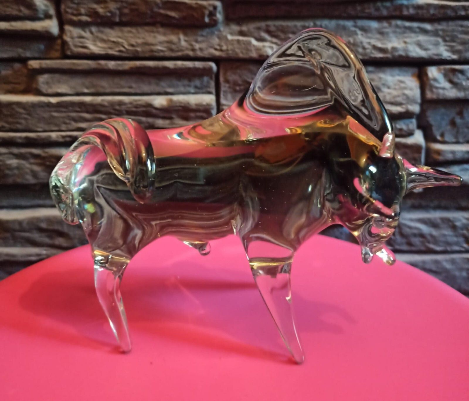 157.0 Murano Glass Bull Handmade Sculpture Vintage, Italy Venice photo