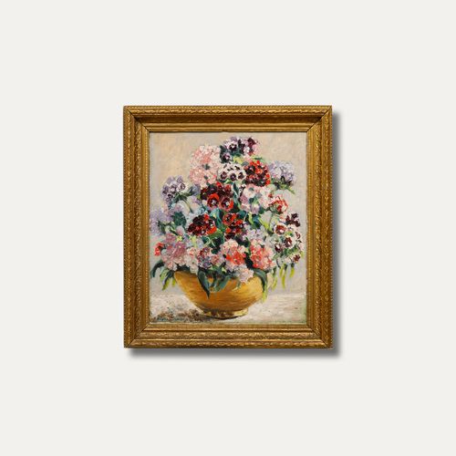 Daphne Cleaver Framed Mid 20th Century Oil, Still Life Of Sweet Williams photo buy
