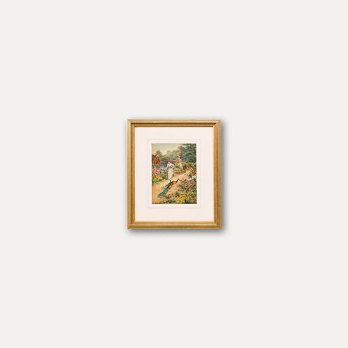 Ellen Edwards  19th Century Watercolour, Peacocks In The Walled Garden photo buy