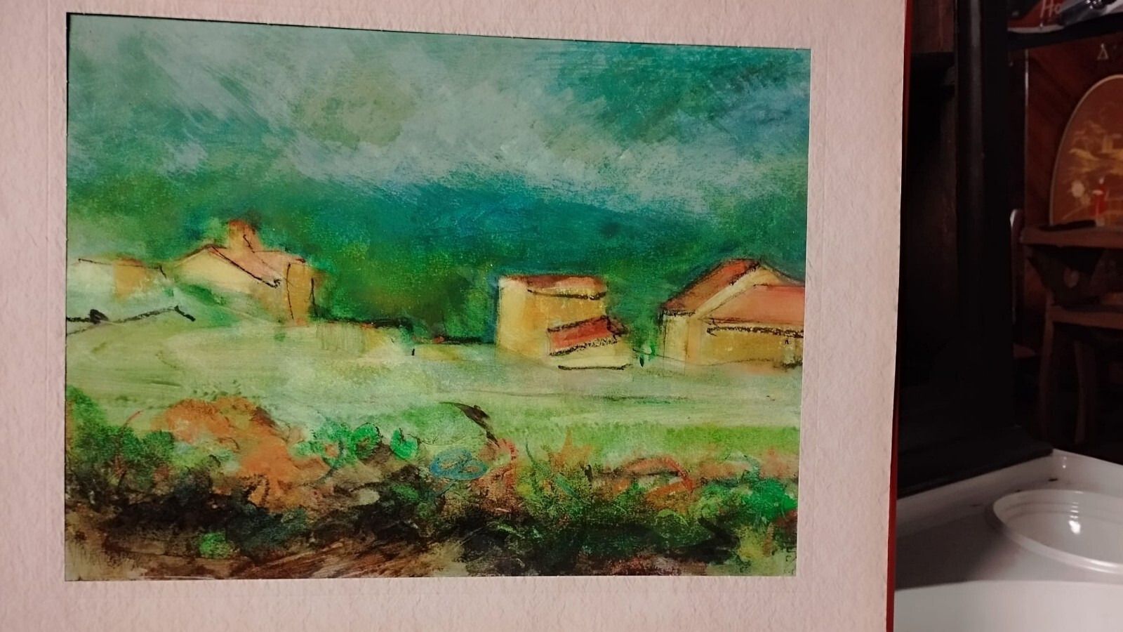 Painting Drawing Mixed Technique Vinicio Olivieri Landscape Tuscan Farmhouses photo buy