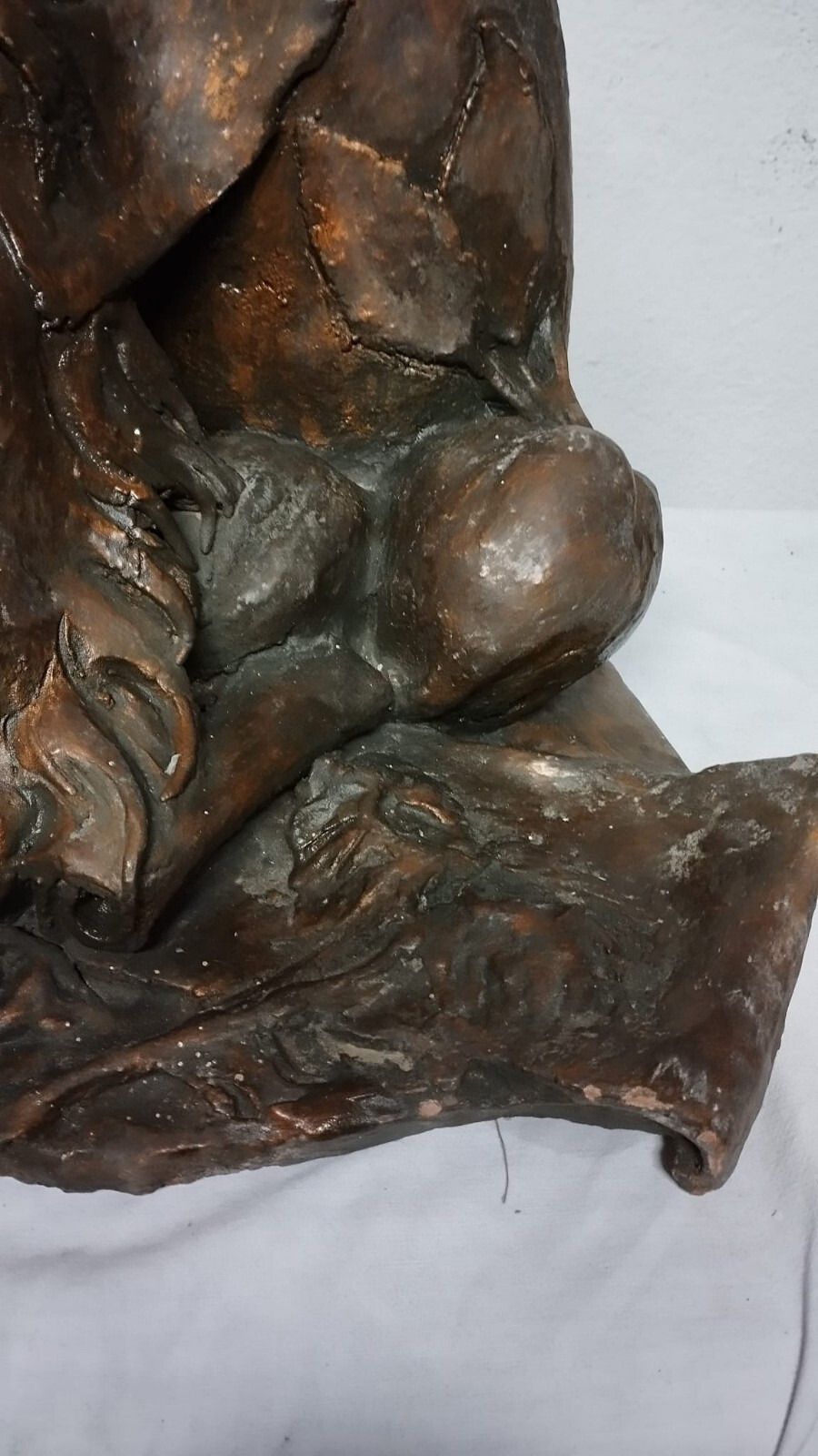 photo furniture Large Terracotta Sculpture Painted Bronze 50s 2 Faces Flower Pot