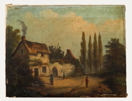19th Century Oil Cottage On The Country Lane photo furniture