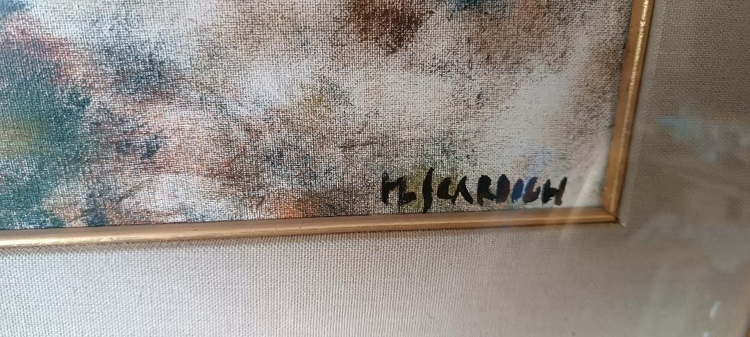 photo furniture Oil On Canvas Marino Scardigli (Pistoia, 1921 Fish, 2005) Tuscan Landscape