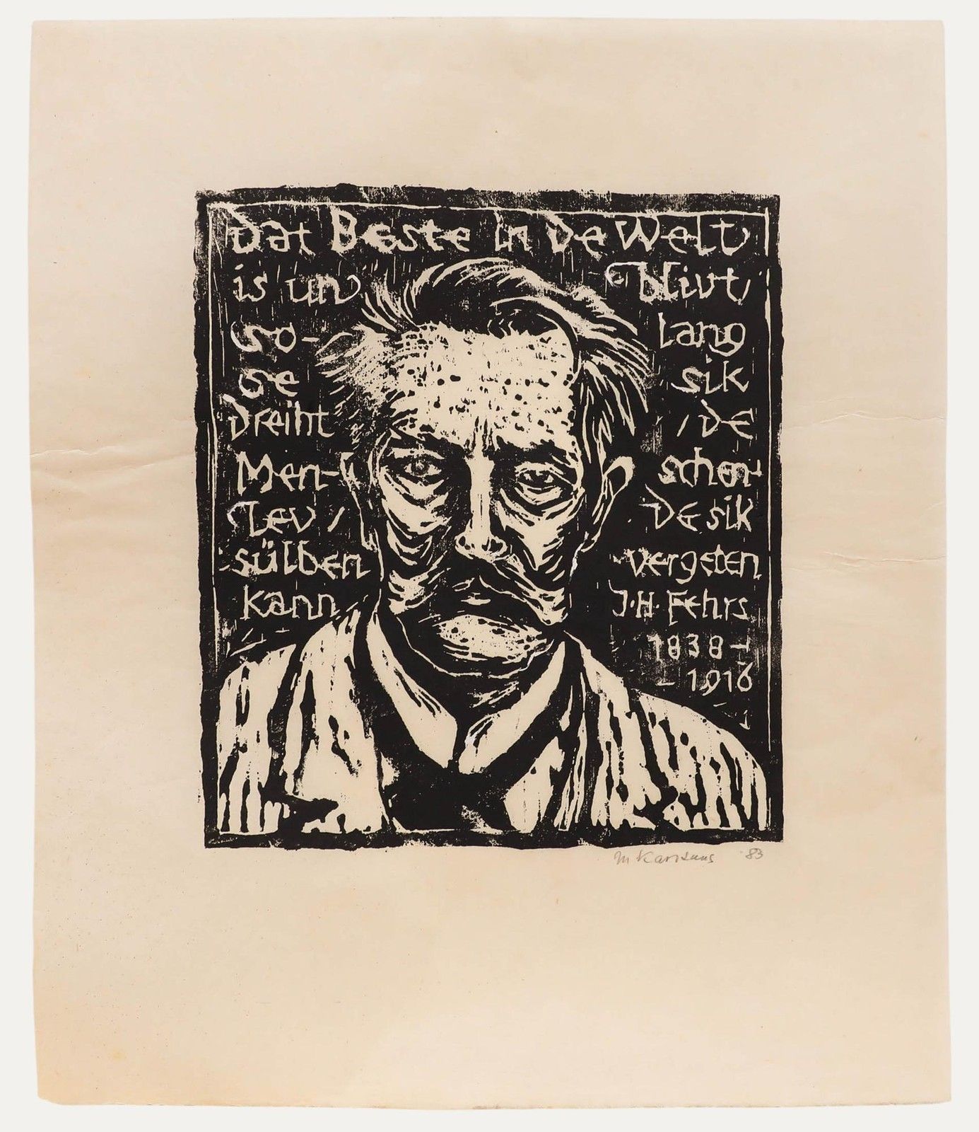 M. Karstens 20th Century Woodcut, The Artist In Situ