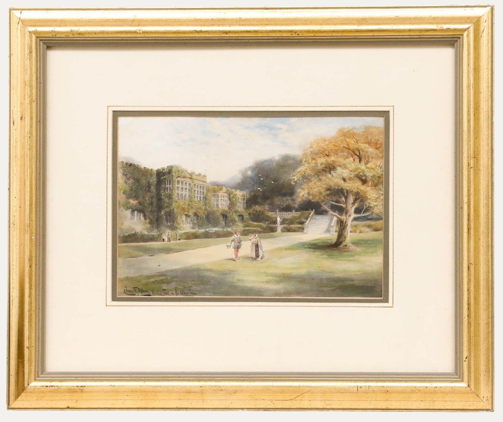 Charles F. Allbon (1856 1926) Watercolour, Haddon Hall In The Olden Time