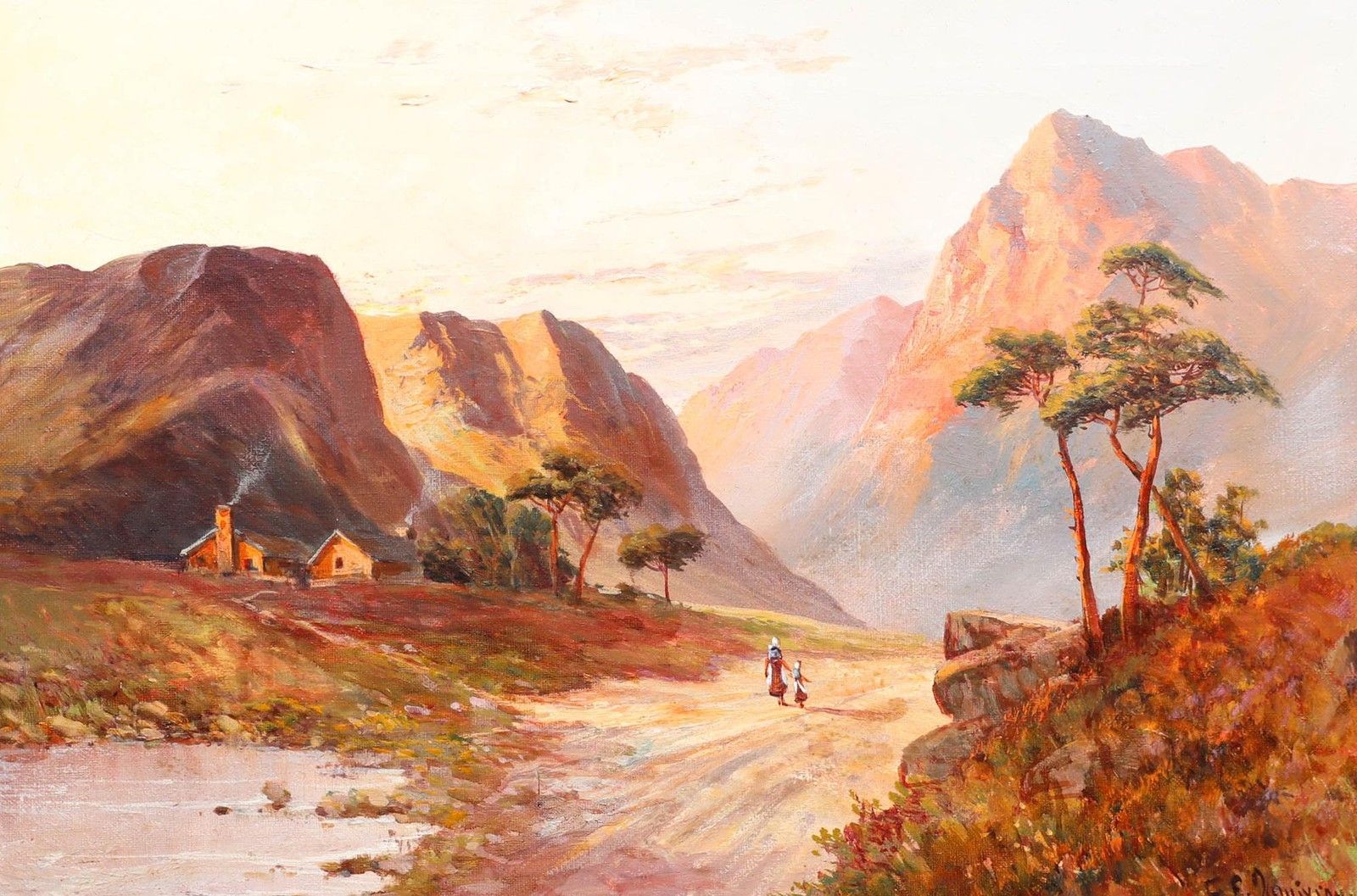 Francis E. Jamieson (1895 1950) C.1890 Oil, The Pass At Aberglasyn photo furniture