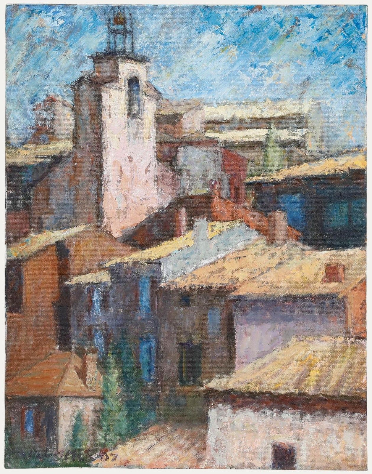 Pauline Plummer (B.1933) 2007 Oil, Rooftops In The Sun