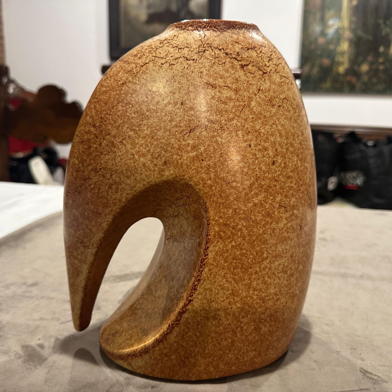 Home Decor Two 1970s Modernist Brown Ceramic Italian Vases By Giovanni Bertoncello photo