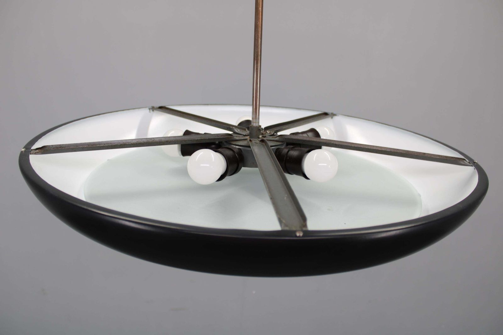 Pair Of Large Bauhaus "Ufo" Pendant Lights By Josef Hurka For Napako, 1940s photo vintage