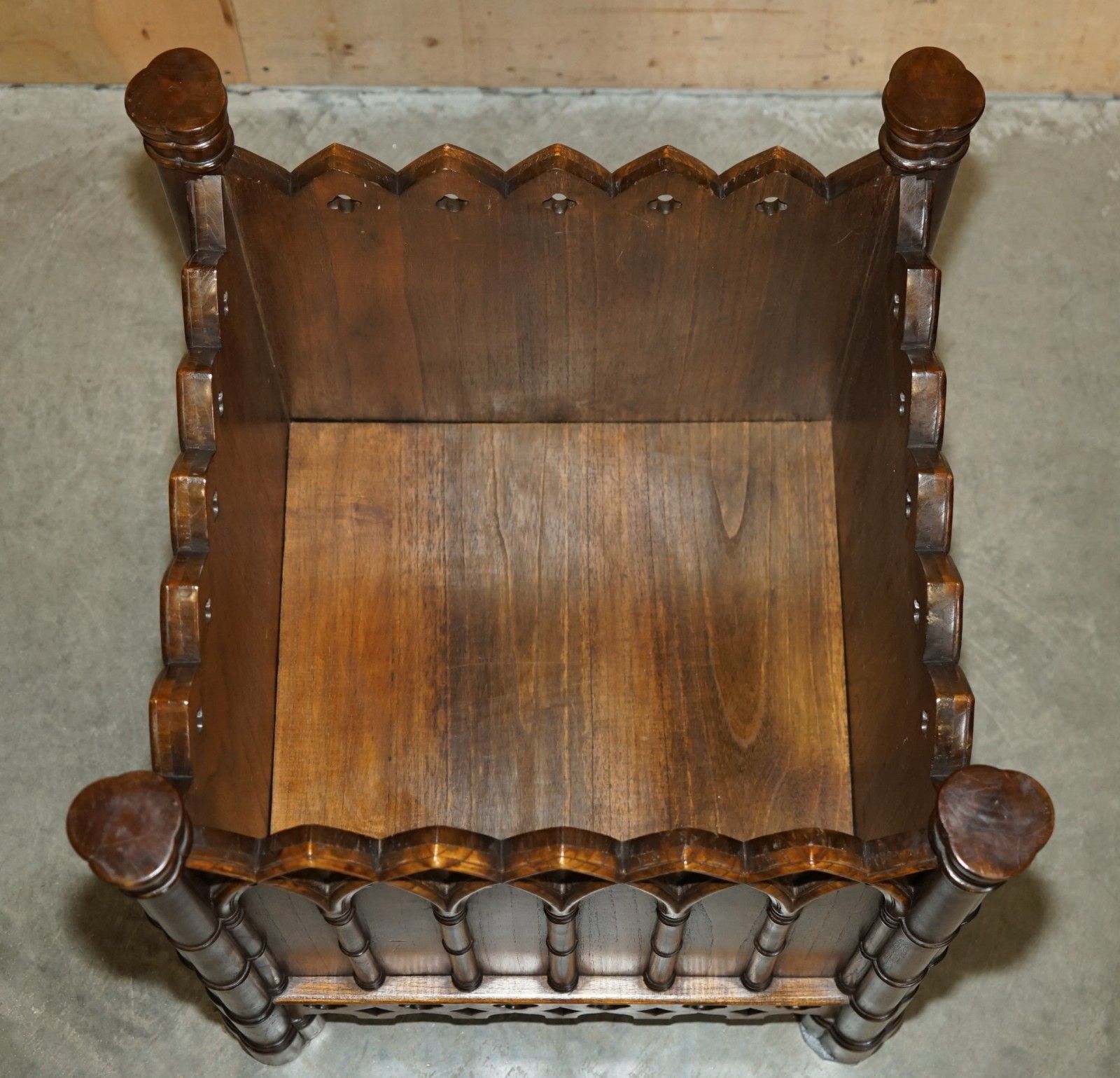 photo furniture Stunning Pair Of Gothic Revival Extra Large Hand Carved Wooden Planters 72x60cm