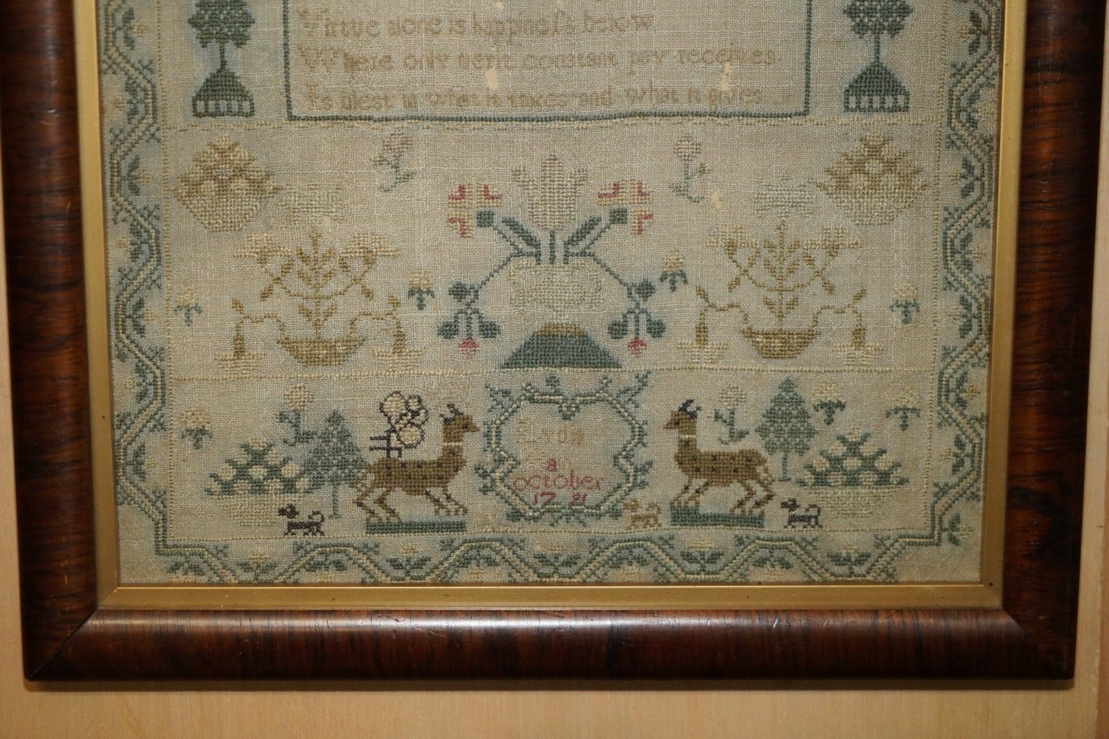 Collectable Antique Antique 1791 George III Needlework Sampler Original Stamped photo for sale