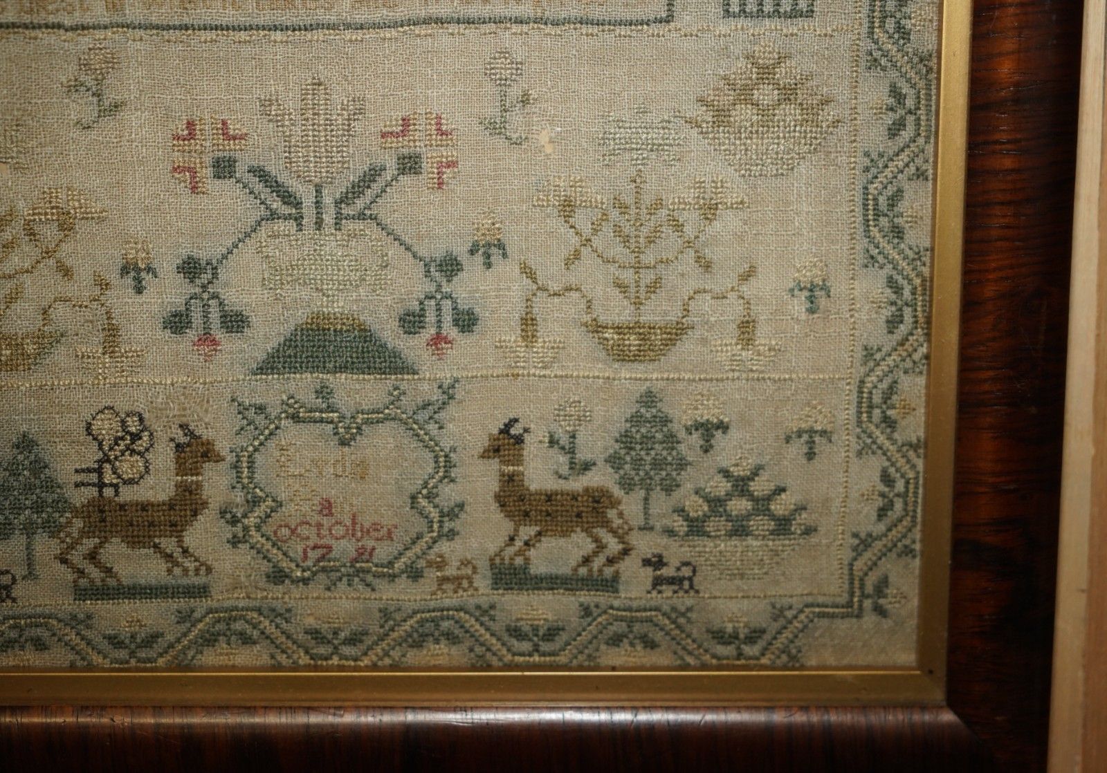 Collectable Antique Antique 1791 George III Needlework Sampler Original Stamped photo vinterior