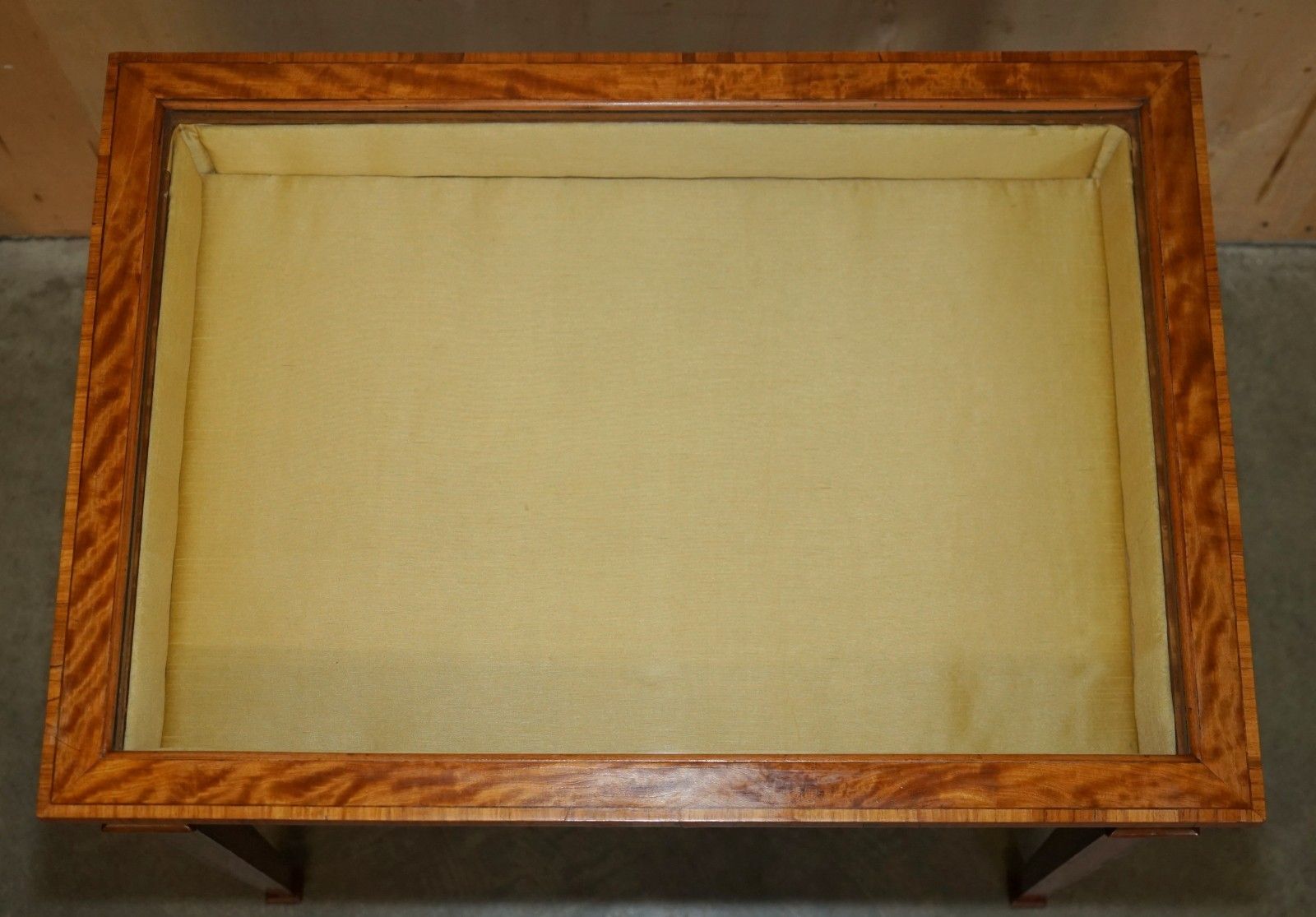 Antique Satinwood Bijouterie Glass Display Case Side End Table For Trinkets Etc photo Furniture