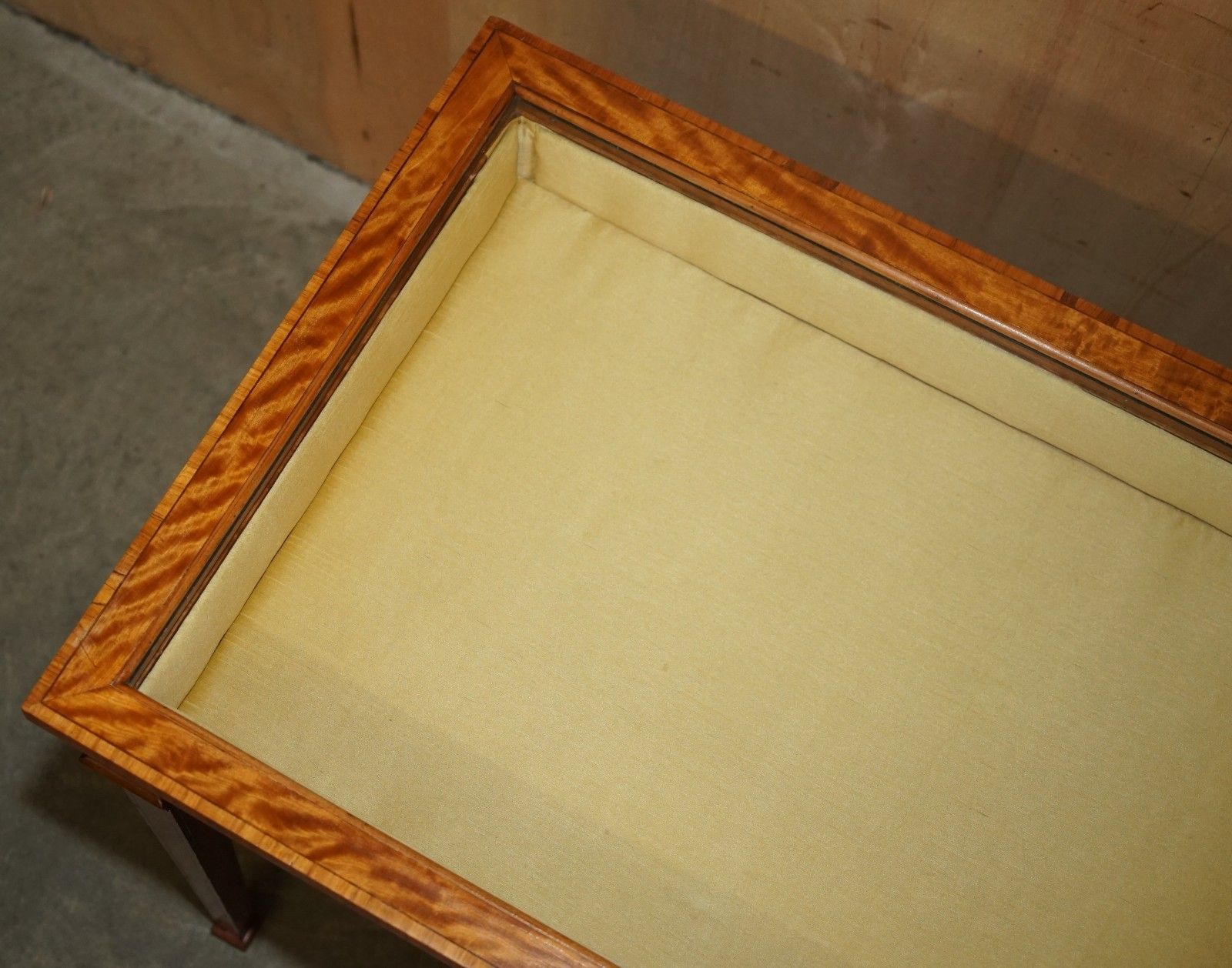 Antique Satinwood Bijouterie Glass Display Case Side End Table For Trinkets Etc photo 1950.0