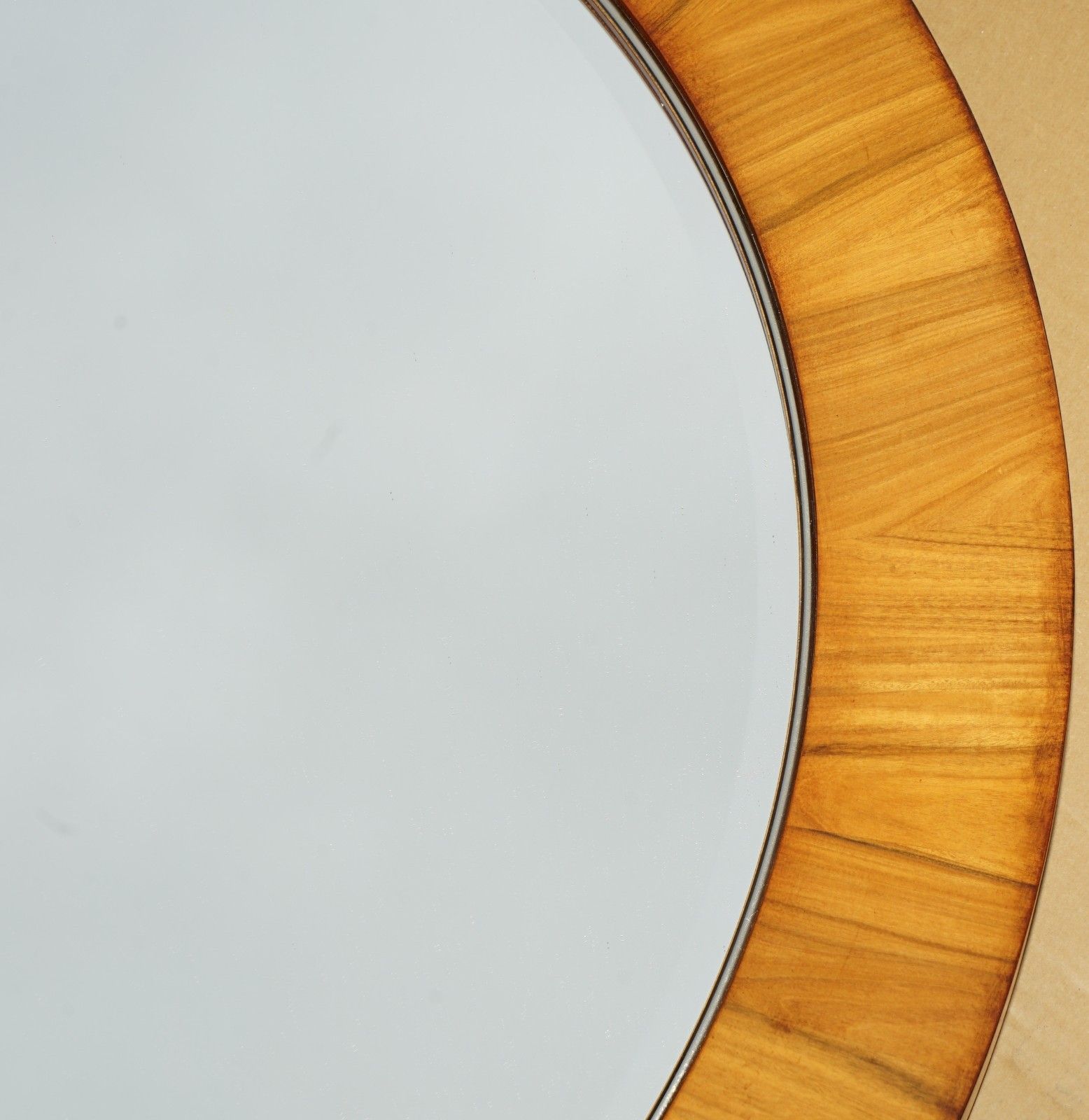 Large 111cm Wide Contemporary Rosewood Framed Round Wall Mirror photo vinterior