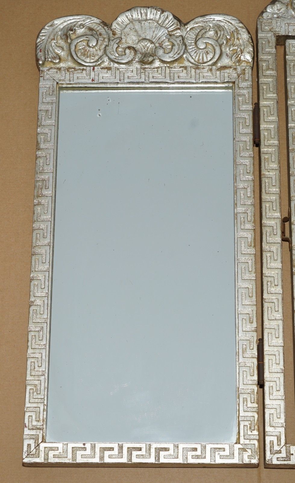Vintage Italian Style Silver Leaf Painted Tri Folding Dressing Table Mirror photo vinterior