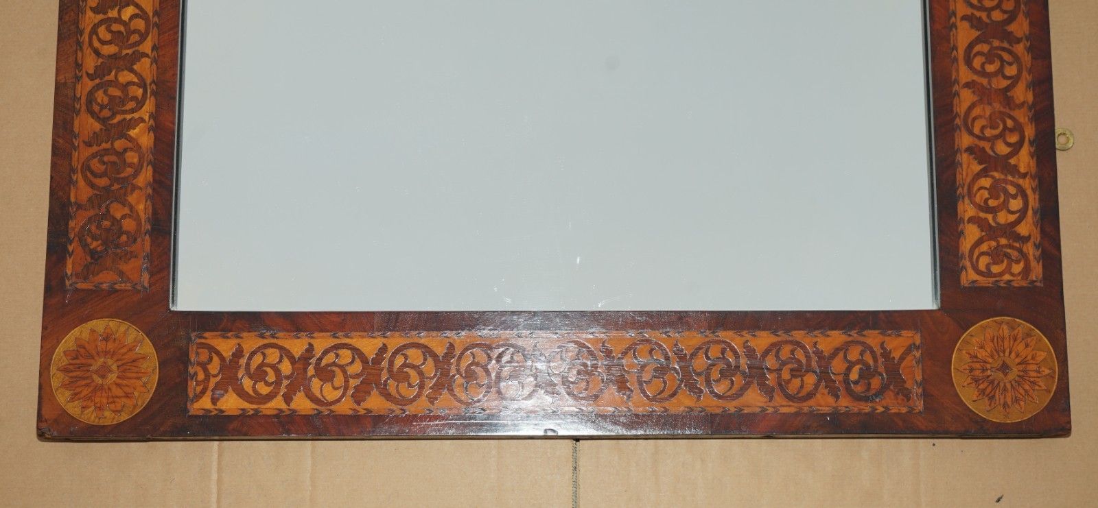 Ornately Decorated Antique Dutch Marquetry Inlay Wall Mirror Sublime Detailings photo Home Decor