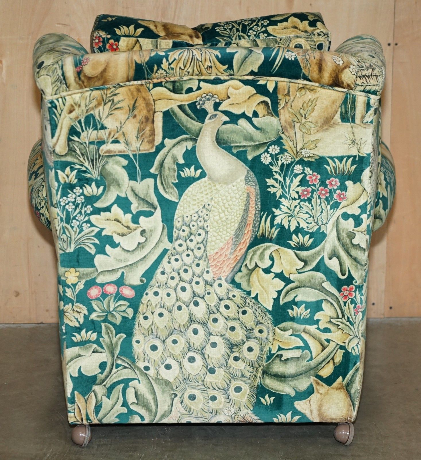 photo buy Vintage William Morris Forest Velvet 1960's Club Armchair With Feather Cushions