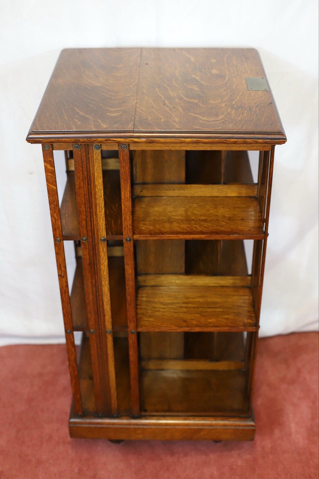 Beautiful Victorian Oak Revolving Bookcase. photo Furniture