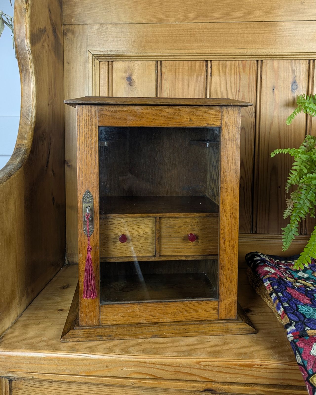 Honey Oak Early 20th Century Tobacco / Pipe Cabinet photo Furniture