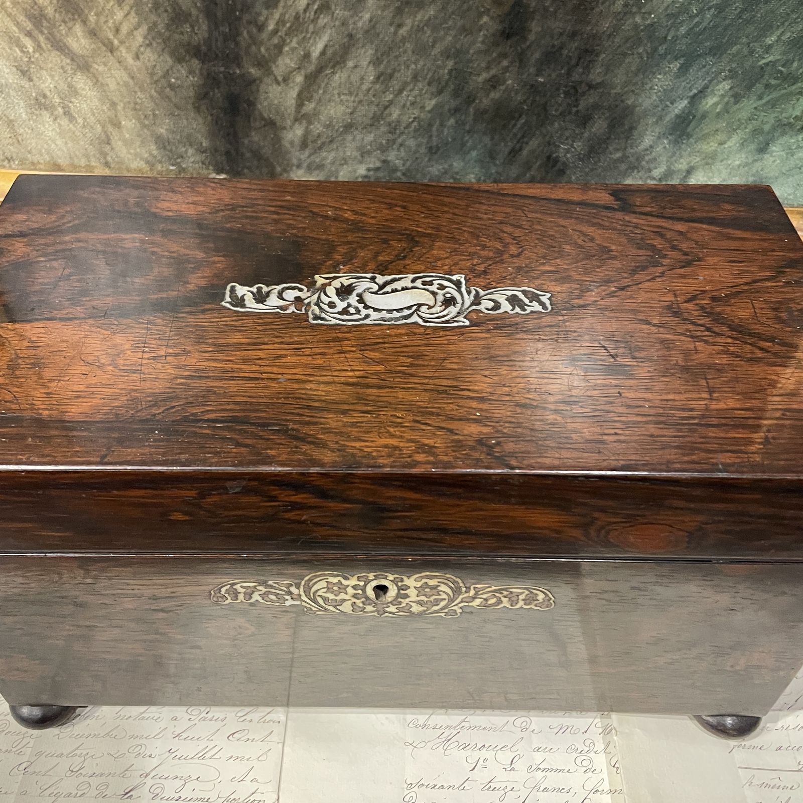 Early Victorian Hardwood Tea Caddy photo vinterior