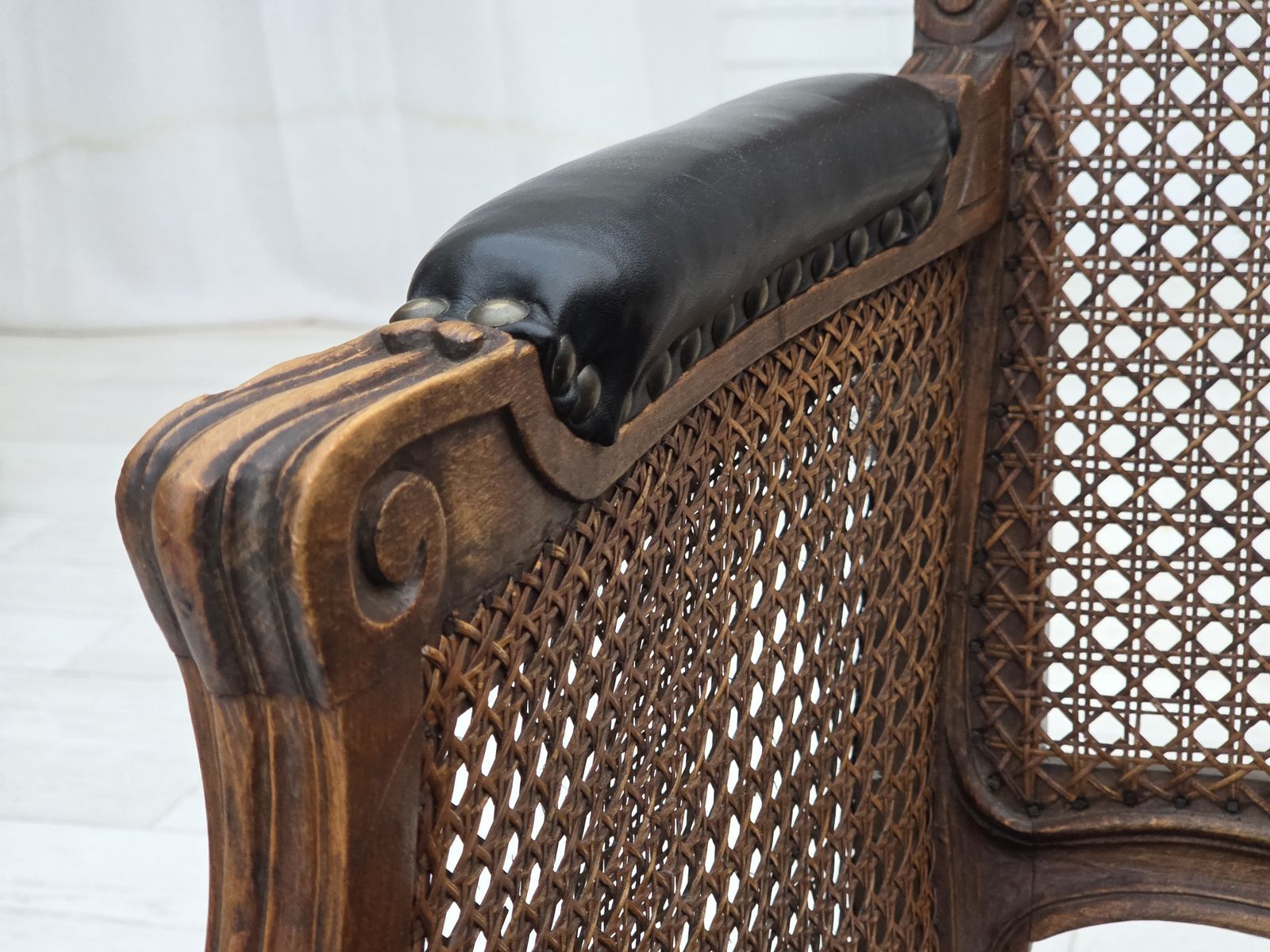 1930s, Danish Armchair, Furniture Leather, Ash Wood, Furniture Mesh, Reupholstered. photo furniture