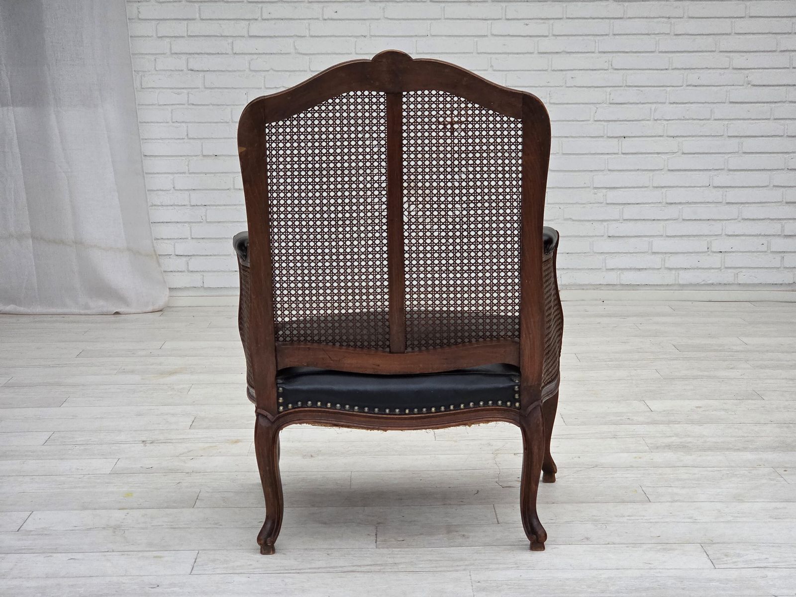 1930s, Danish Armchair, Furniture Leather, Ash Wood, Furniture Mesh, Reupholstered. photo 620.0