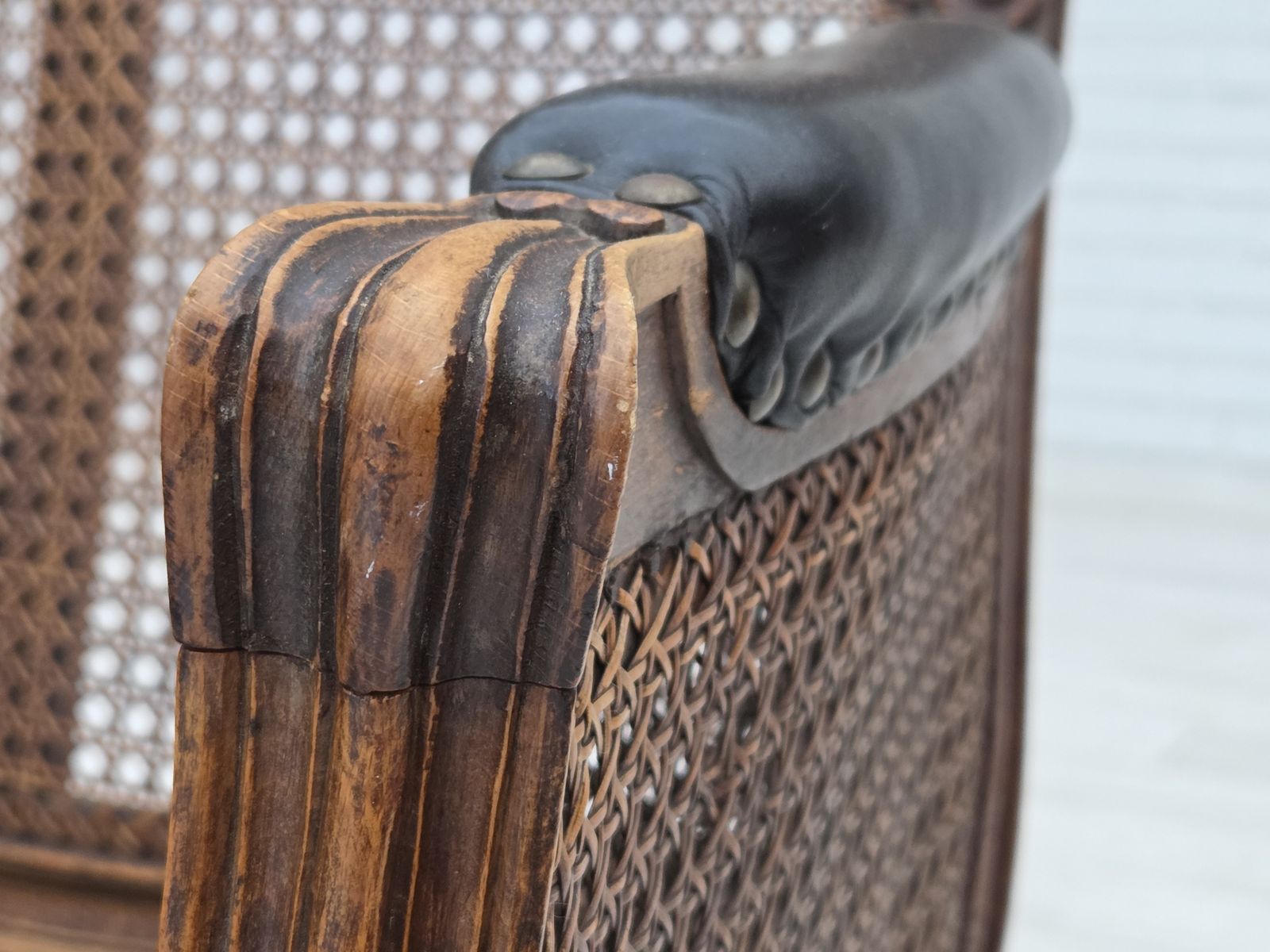 photo buy 1930s, Danish Armchair, Furniture Leather, Ash Wood, Furniture Mesh, Reupholstered.
