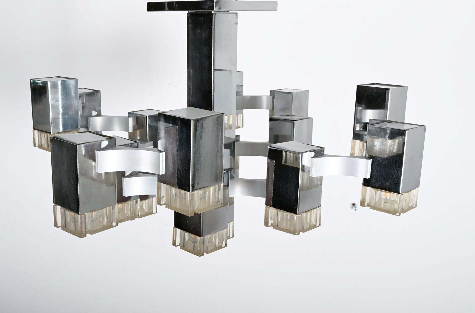 photo furniture Large Gaetano Sciolari "Cubic" Chandelier Flush Mounth