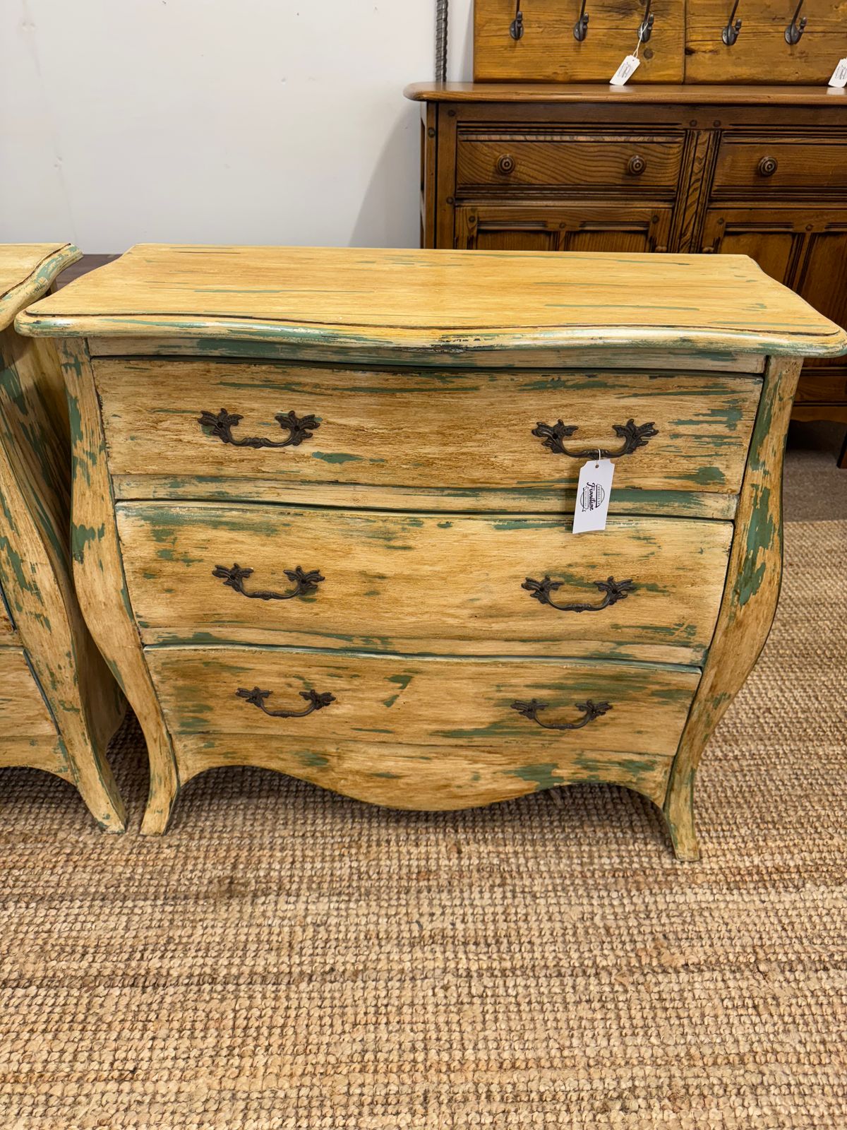 Pair Of Hand Painted Bombe Chest Of Drawers photo for sale