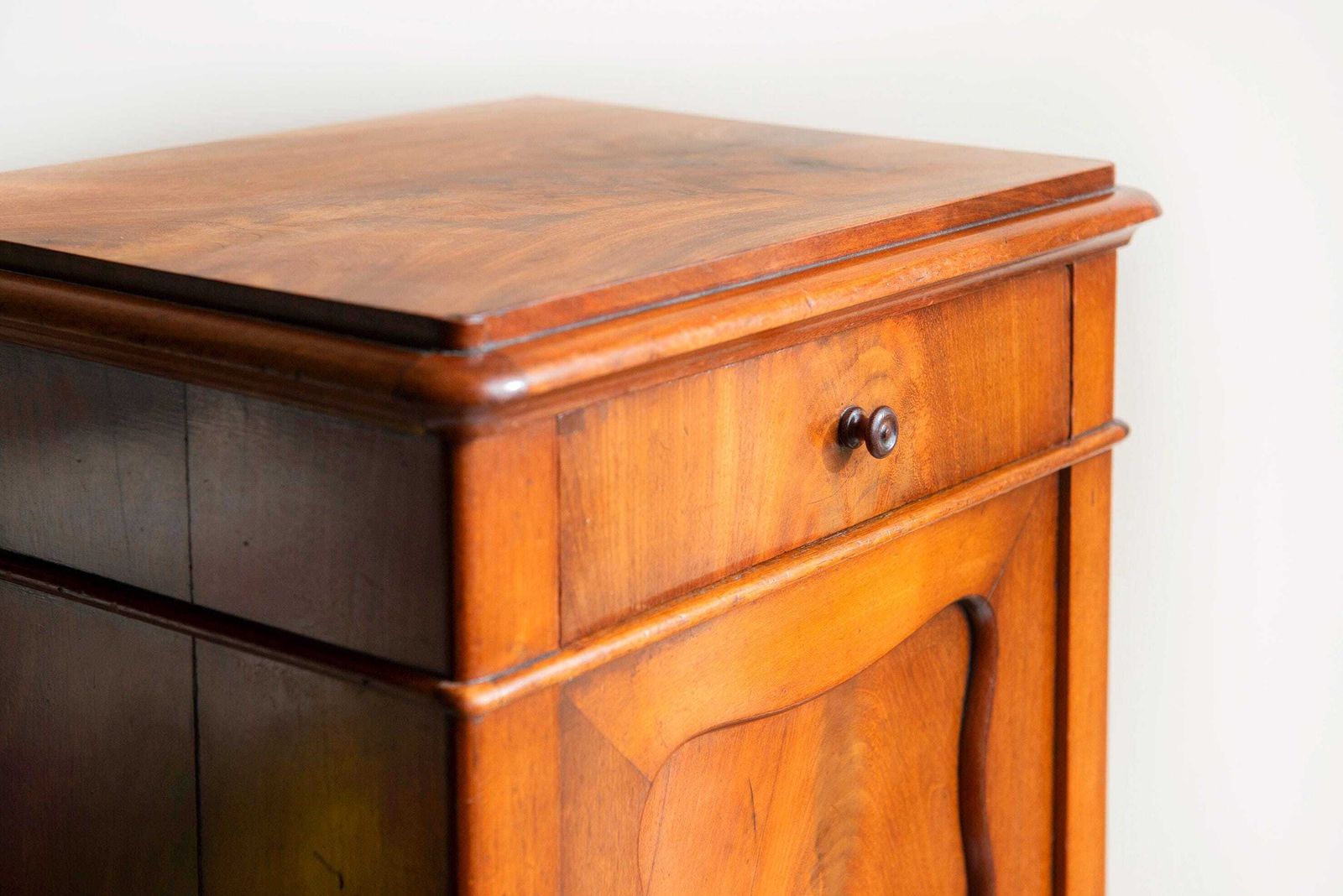 Antique Walnut Side Cabinet, 19th Century Wooden Chest With Drawer, Classic Victorian Bedside Table photo 819.0