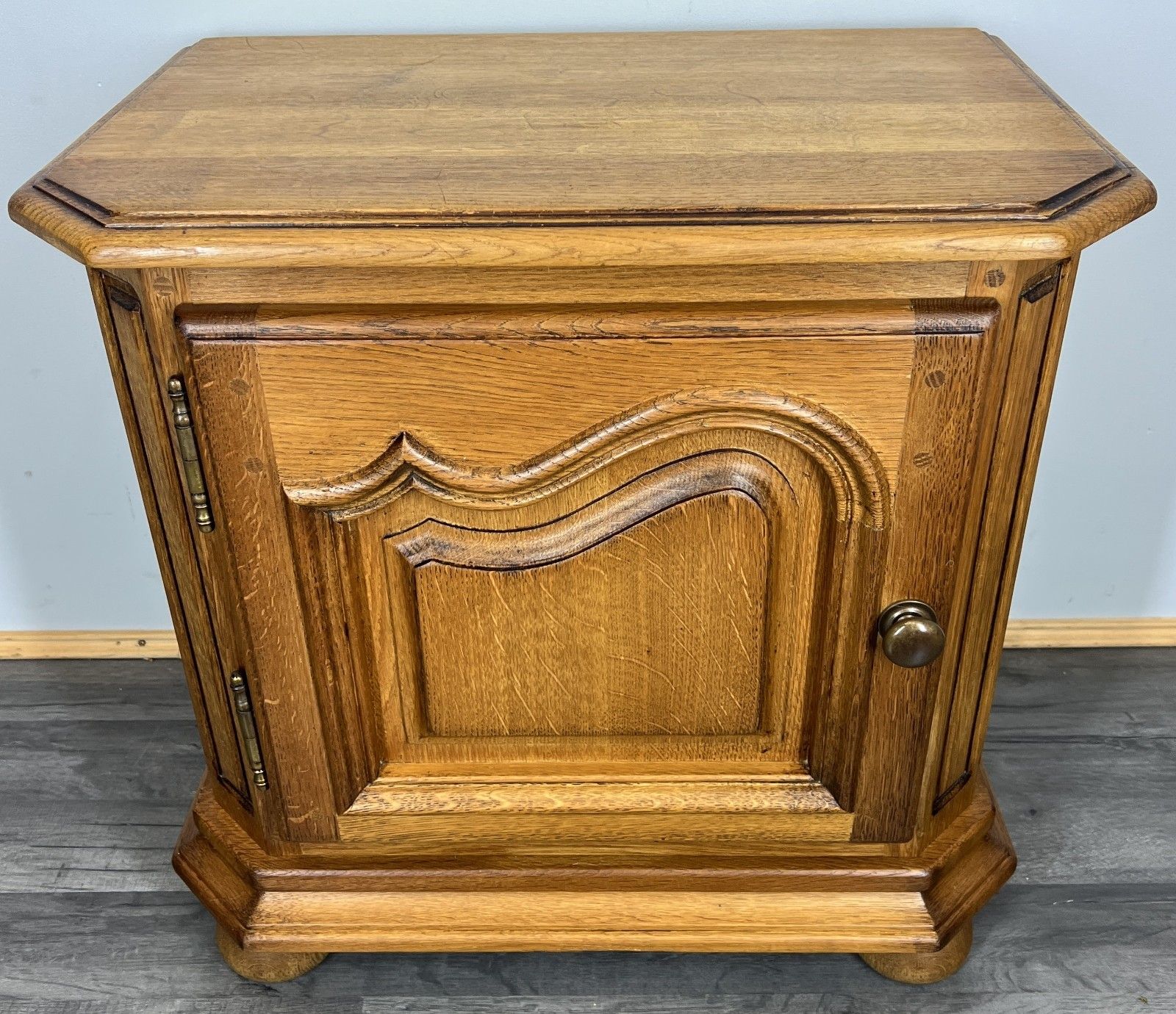 Pair Of Bedside Tables Vintage French Nightstands Carved Door Cabinets Lot 4289 photo Furniture
