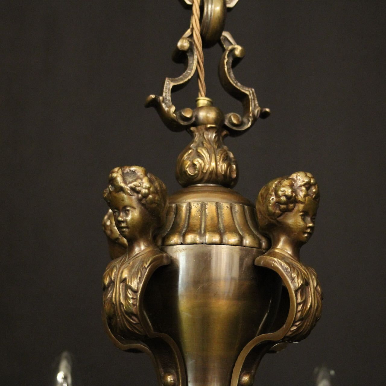 French Bronze 8 Light Antique Chandelier photo Lighting