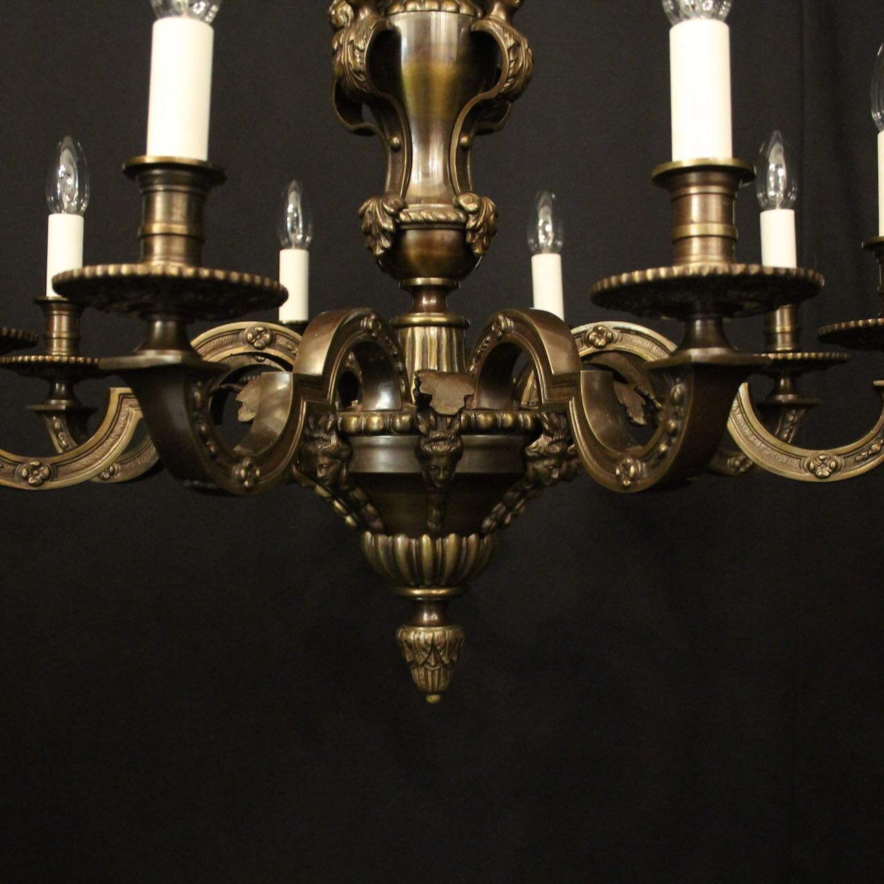 French Bronze 8 Light Antique Chandelier photo vinterior