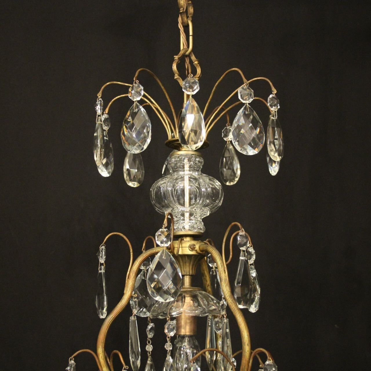 French Gilded 7 Light Antique Crystal Chandelier photo vinterior