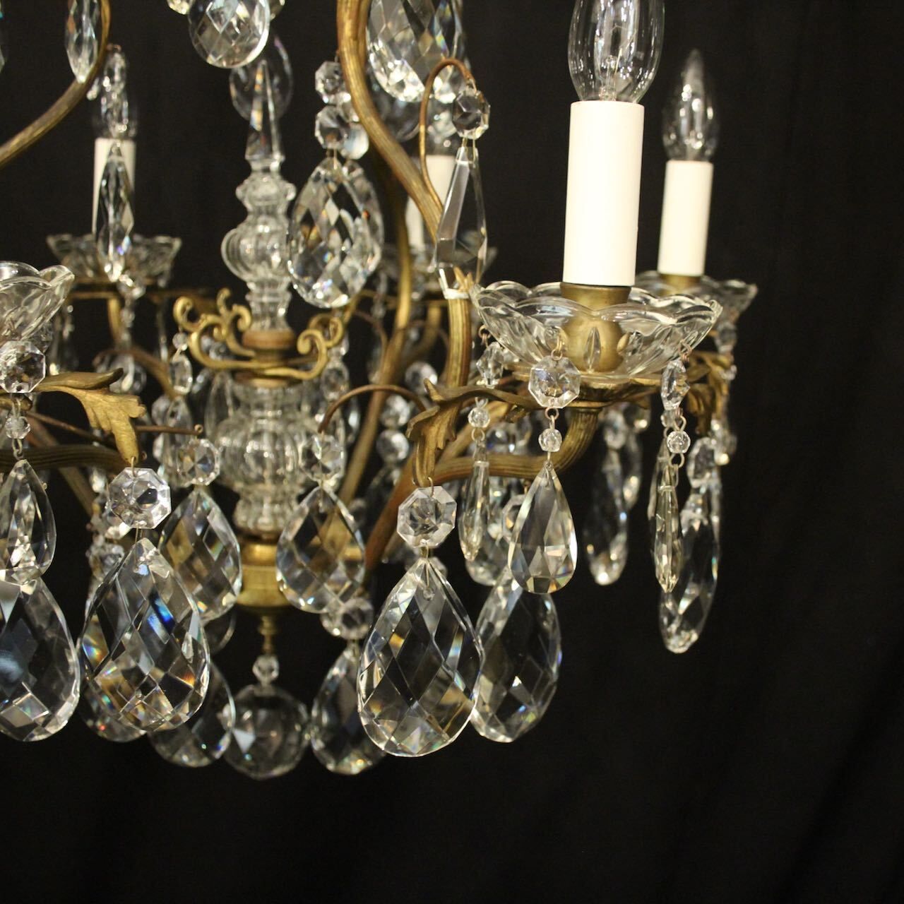 French Gilded 7 Light Antique Crystal Chandelier photo buy