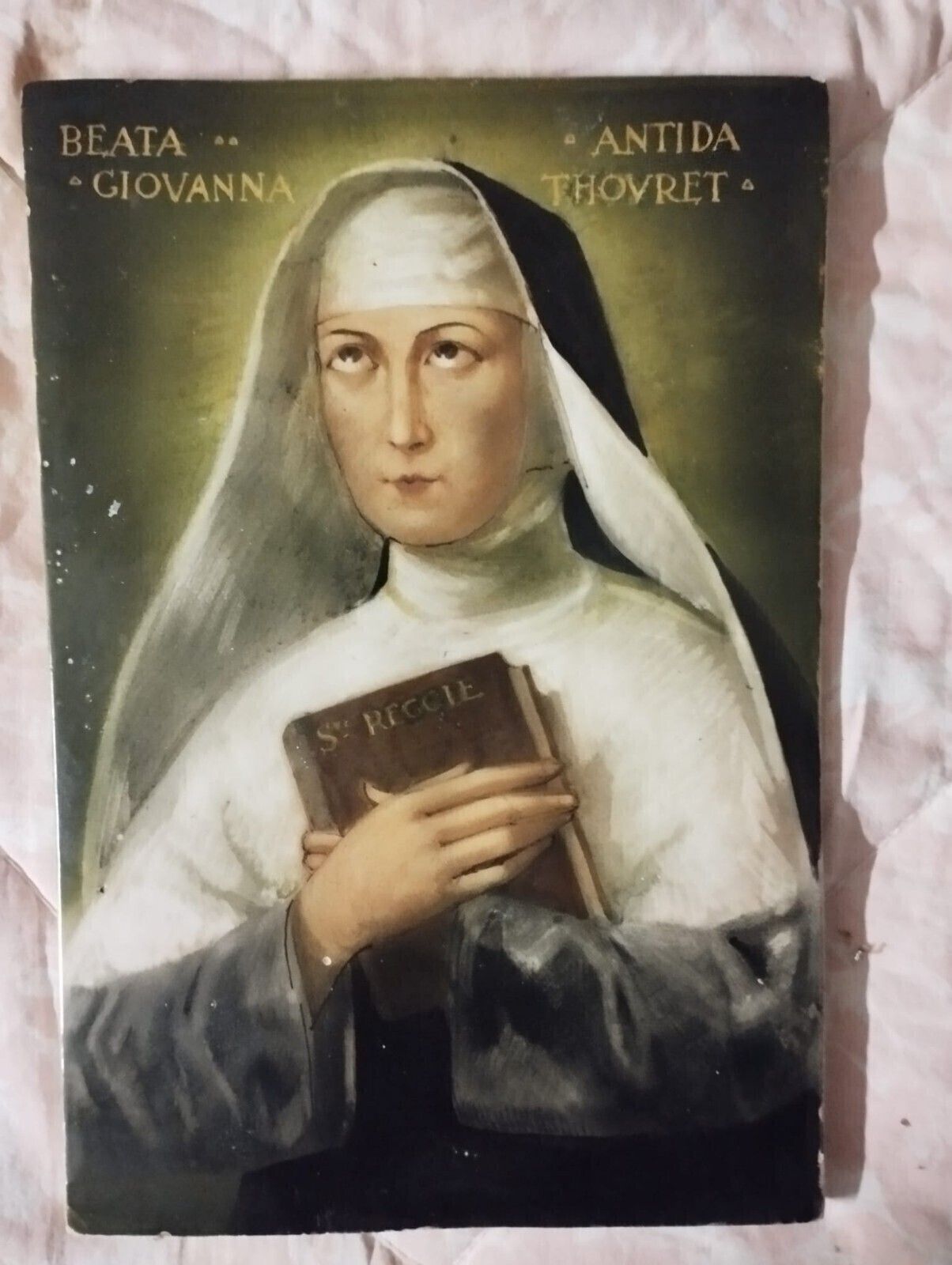 Painted Majolica Plaque Saint Giovanna Antida Thouret 19th Century photo buy