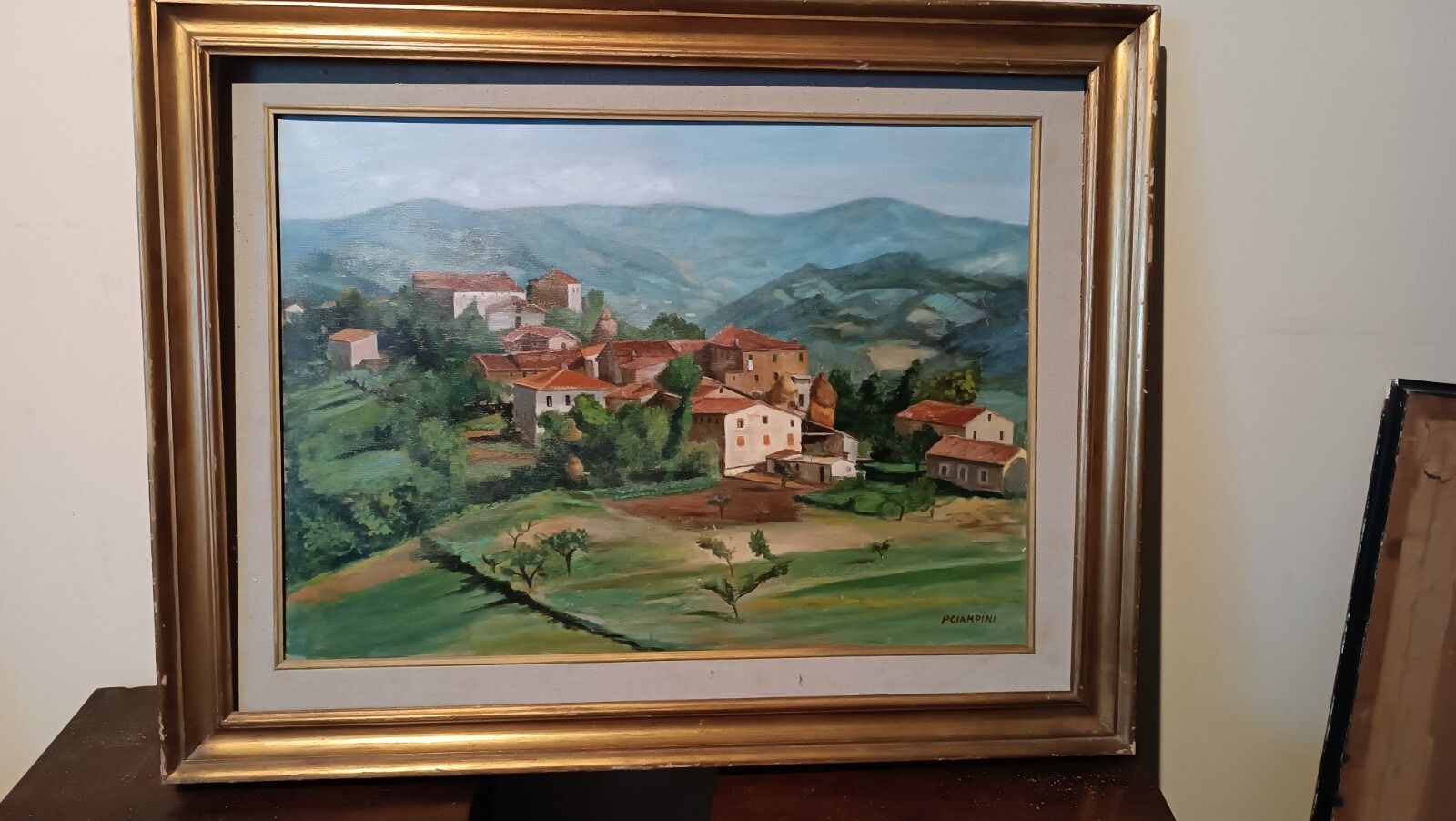 Oil Painting On Canvas Tuscan Landscape Signed P.Ciampini photo furniture
