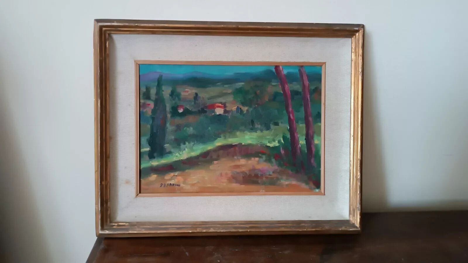 Painting Nature Still Papalia Sarino (1898/1958 Oil On Board Paesaggio