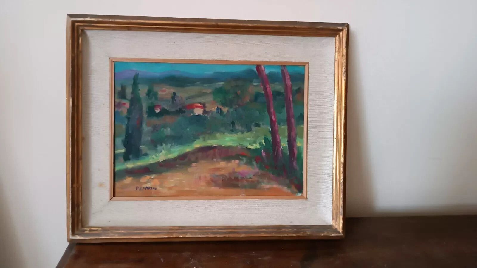 Painting Nature Still Papalia Sarino (1898/1958 Oil On Board Paesaggio photo furniture