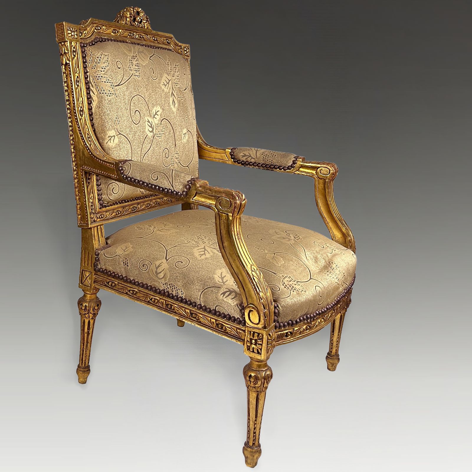 Antique Pair Of French Louis XVI Gold Leaf Fauteuils. photo Furniture