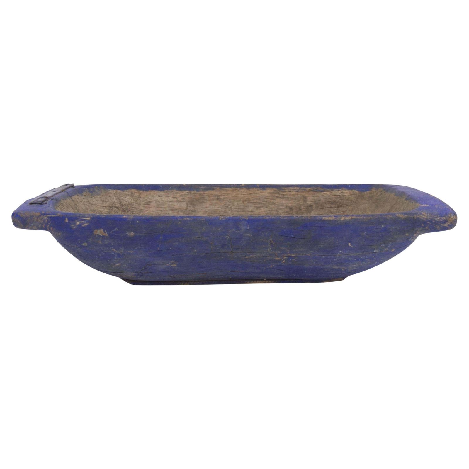 Large Blue Antique Swedish Folk Art Wooden Trough, Late 1800s.