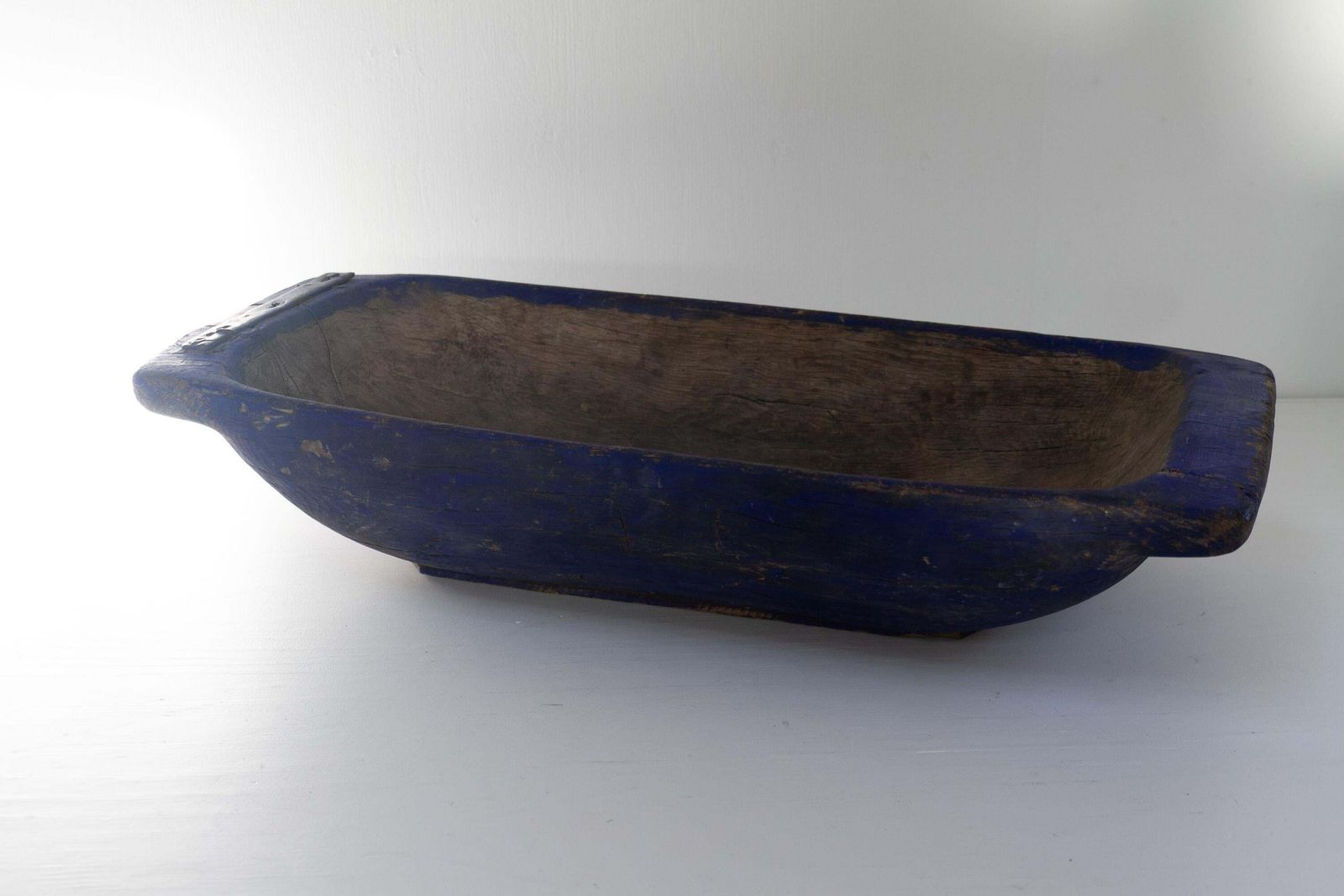 Large Blue Antique Swedish Folk Art Wooden Trough, Late 1800s. photo 565.0