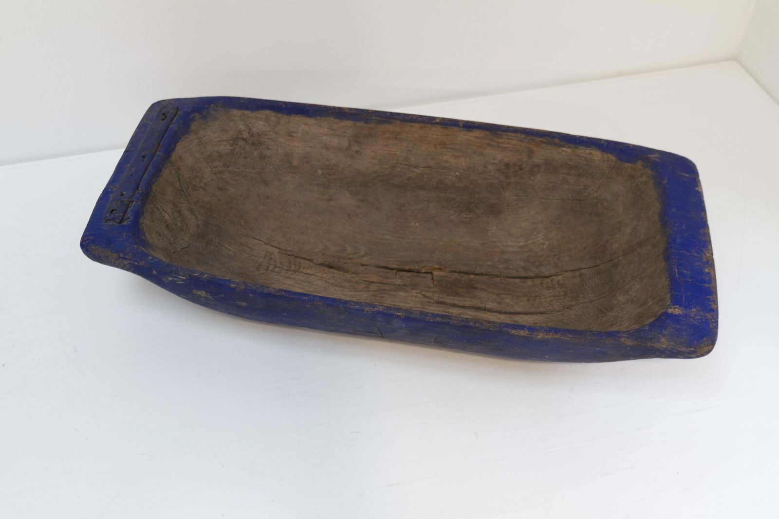 Large Blue Antique Swedish Folk Art Wooden Trough, Late 1800s. photo buy