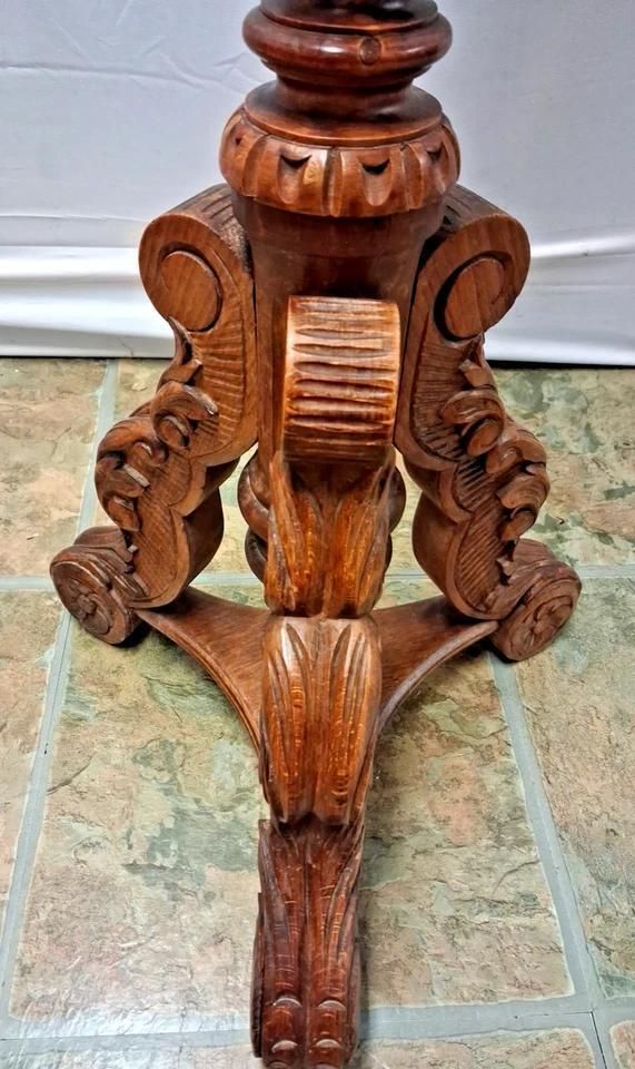 Home Decor Antique Indian Hardwood Carved Jardiniere Plant Stand With Scrolled Legs photo
