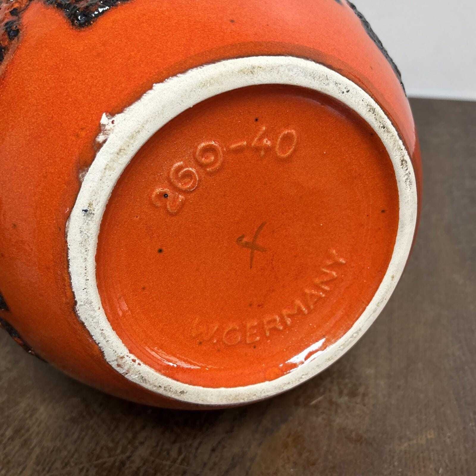 photo furniture West German Fat Lava Vase – 40cm Tall   Mcm Retro Orange And Black Vase