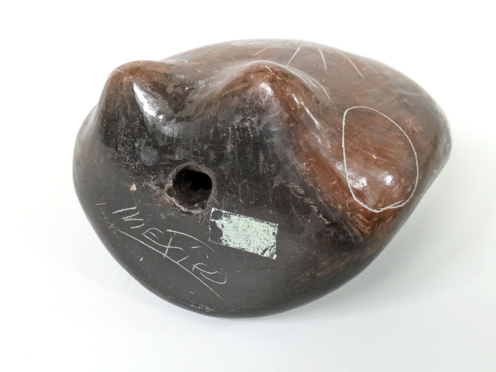 photo vinterior Vintage Mexican Barro Negro Owl Figurine, Oaxaca Black Clay Pottery, Hand Carved Sgraffito Folk Art, 1970s