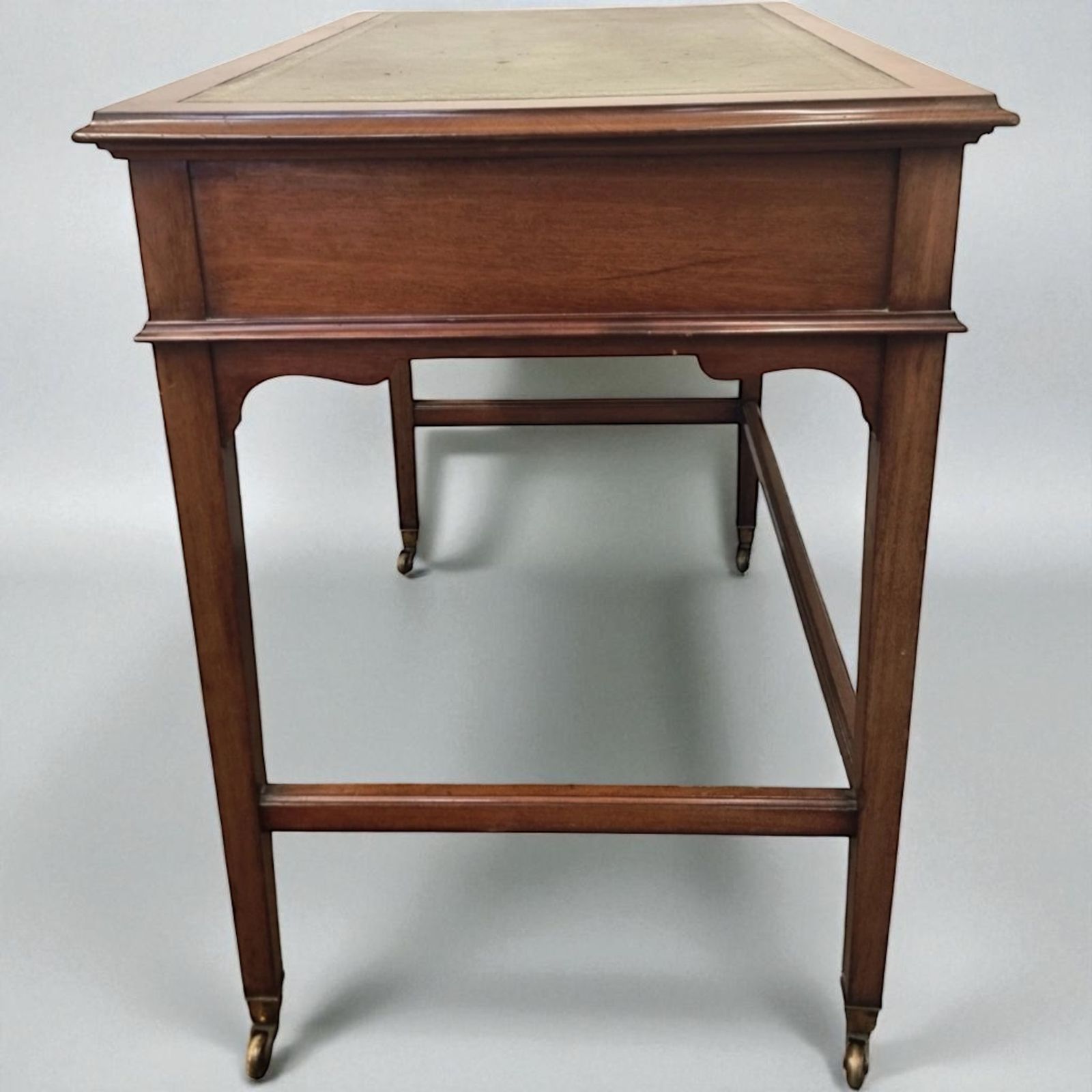 Stamped Gillows Of Lancaster Victorian Inlaid Mahogany Writing Desk On Brass Castors photo buy