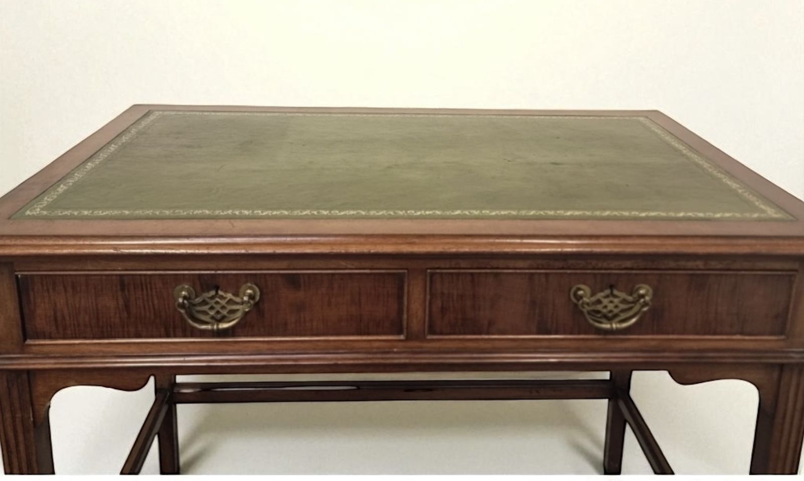 photo for sale Stamped Gillows Of Lancaster Victorian Inlaid Mahogany Writing Desk On Brass Castors